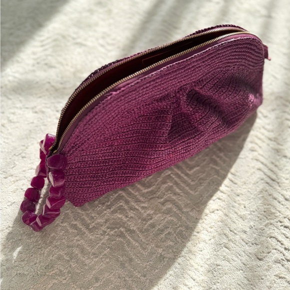 Sézane clutch, Fuchsia raffia - Picture 4 of 7